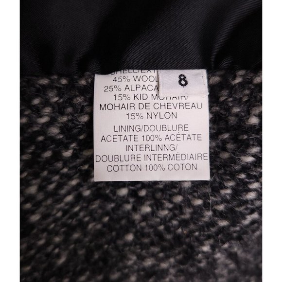 Holt Renfrew Alpaca Kid Mohair and Wool Tweed Over Coat In Speckled Black Size 8 - Picture 7 of 7